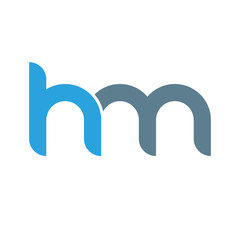 Initial letter hm modern linked circle round lowercase logo blue gray