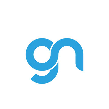 Initial letter gn modern linked circle round lowercase logo blue