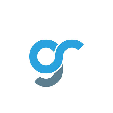 Initial letter gr modern linked circle round lowercase logo blue gray
