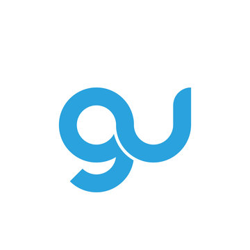 Initial letter gu modern linked circle round lowercase logo blue