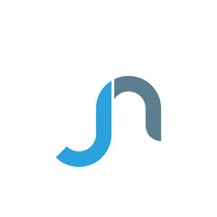 Naklejka premium Initial letter jn modern linked circle round lowercase logo blue gray