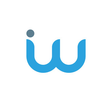 Initial letter iw modern linked circle round lowercase logo blue gray