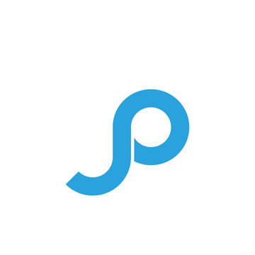 Initial letter jo modern linked circle round lowercase logo blue