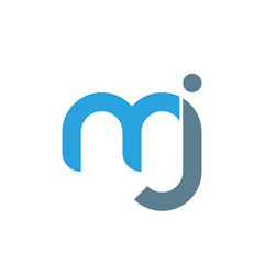 Initial letter mj modern linked circle round lowercase logo blue gray