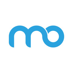 Initial letter mo modern linked circle round lowercase logo blue