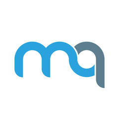Initial letter mq modern linked circle round lowercase logo blue gray
