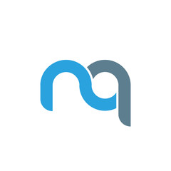 Initial letter nq modern linked circle round lowercase logo blue gray