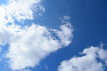 White clouds are floating in blue sky