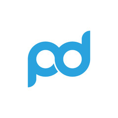 Initial letter pd modern linked circle round lowercase logo blue