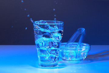 A glass of fresh ice water.