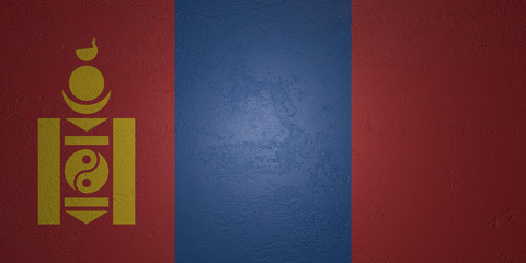 Flag of Mongolia on stone background, 3d illustration