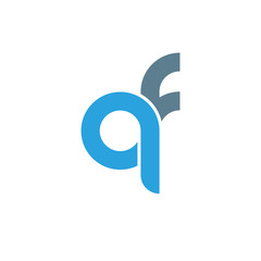 Initial letter qf modern linked circle round lowercase logo blue gray