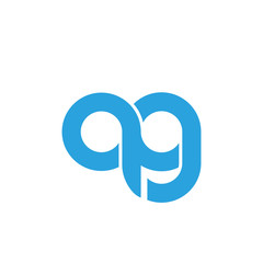 Initial letter qg modern linked circle round lowercase logo blue gray