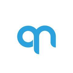 Initial letter qn modern linked circle round lowercase logo blue gray