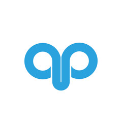 Initial letter qp modern linked circle round lowercase logo blue