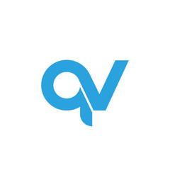 Initial letter qv modern linked circle round lowercase logo blue