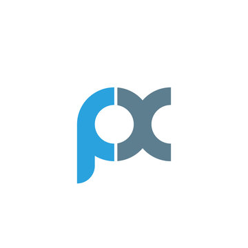 Initial letter px modern linked circle round lowercase logo blue gray