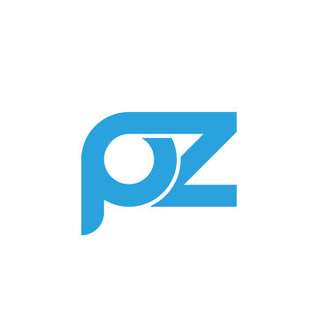 Initial letter pz modern linked circle round lowercase logo blue