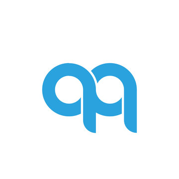Initial letter qq modern linked circle round lowercase logo blue