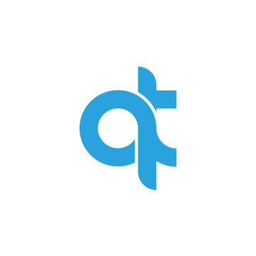Initial letter qt modern linked circle round lowercase logo blue