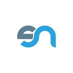 Initial letter sn modern linked circle round lowercase logo blue gray