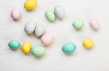 Easter spring eggs on white background texture