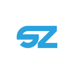 Initial letter sz modern linked circle round lowercase logo blue