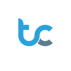 Initial letter tc modern linked circle round lowercase logo blue gray - obrazy, fototapety, plakaty