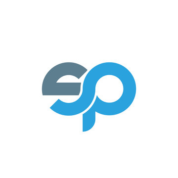 Initial letter sp modern linked circle round lowercase logo blue gray
