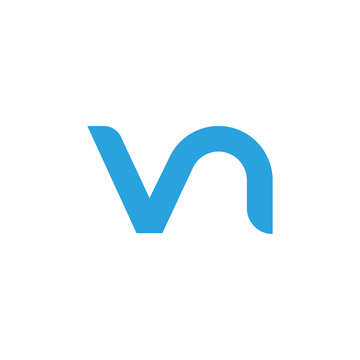 Initial letter vn modern linked circle round lowercase logo blue