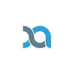 Initial letter xa modern linked circle round lowercase logo blue gray