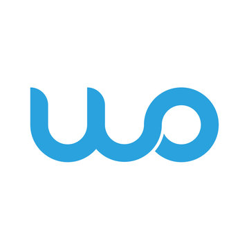Initial letter wo modern linked circle round lowercase logo blue gray