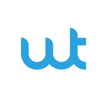 Initial letter wt modern linked circle round lowercase logo blue