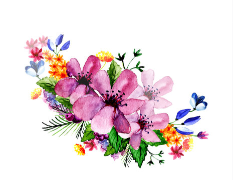 Hand painted watercolor vector floral bouquet
