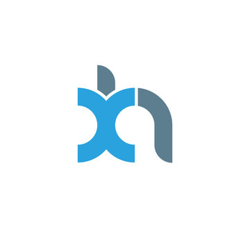 Initial letter xh modern linked circle round lowercase logo blue gray