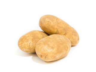 Fototapeta na wymiar fresh yellow potatoes on white background