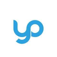 Initial letter yo modern linked circle round lowercase logo blue