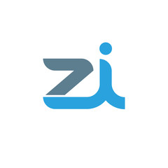 Initial letter zi modern linked circle round lowercase logo blue gray