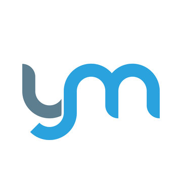 Initial letter ym modern linked circle round lowercase logo blue gray