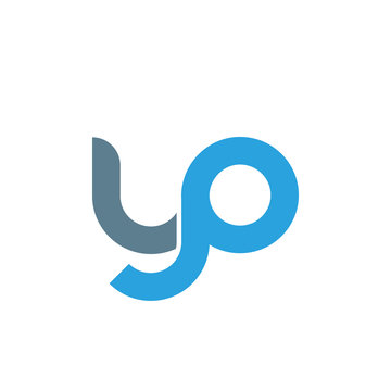 Initial letter yp modern linked circle round lowercase logo blue gray