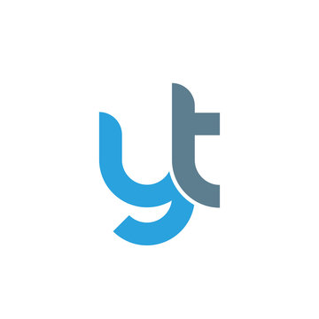 Initial letter yt modern linked circle round lowercase logo blue gray