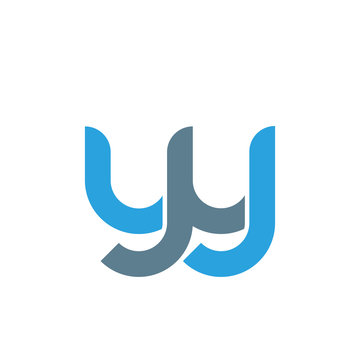 Initial letter yy modern linked circle round lowercase logo blue gray