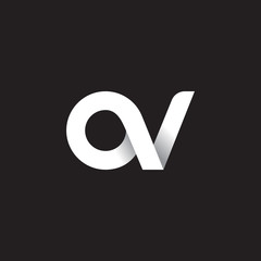 Initial lowercase letter av, linked circle rounded logo with shadow gradient, white color on black background