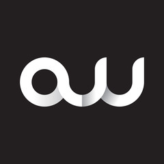 Initial lowercase letter aw, linked circle rounded logo with shadow gradient, white color on black background