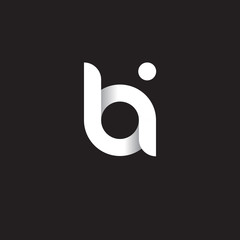 Initial lowercase letter bi, linked circle rounded logo with shadow gradient, white color on black background