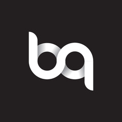 Initial lowercase letter bq, linked circle rounded logo with shadow gradient, white color on black background