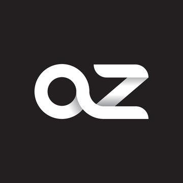 Initial lowercase letter az, linked circle rounded logo with shadow gradient, white color on black background