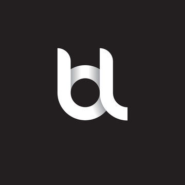 Initial lowercase letter bl, linked circle rounded logo with shadow gradient, white color on black background