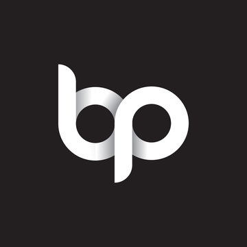 Initial lowercase letter bp, linked circle rounded logo with shadow gradient, white color on black background