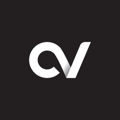 Initial lowercase letter cv, linked circle rounded logo with shadow gradient, white color on black background